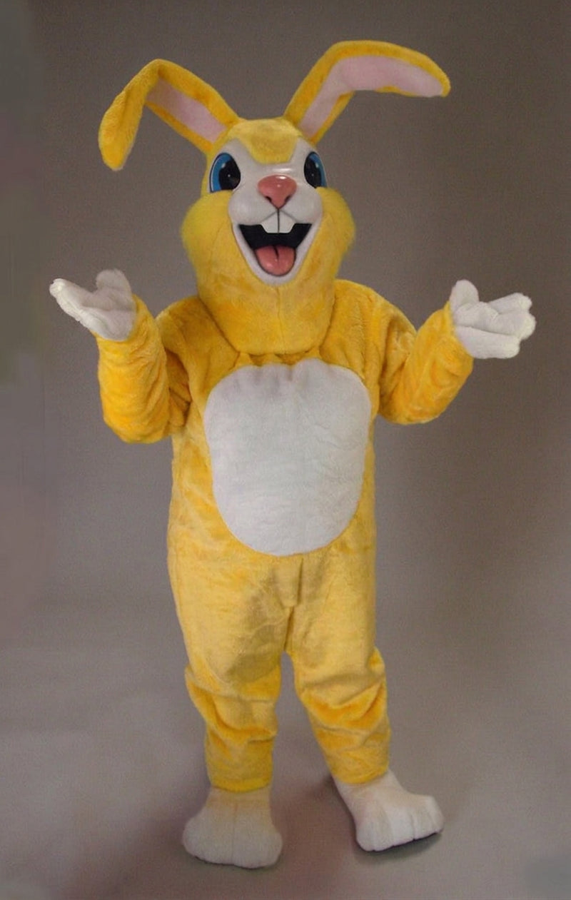 Pink Rabbit Mascot - Short fur / Yellow mascot costume