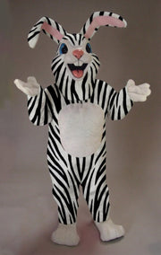 Pink Rabbit Mascot - Short fur / Zebra mascot costume
