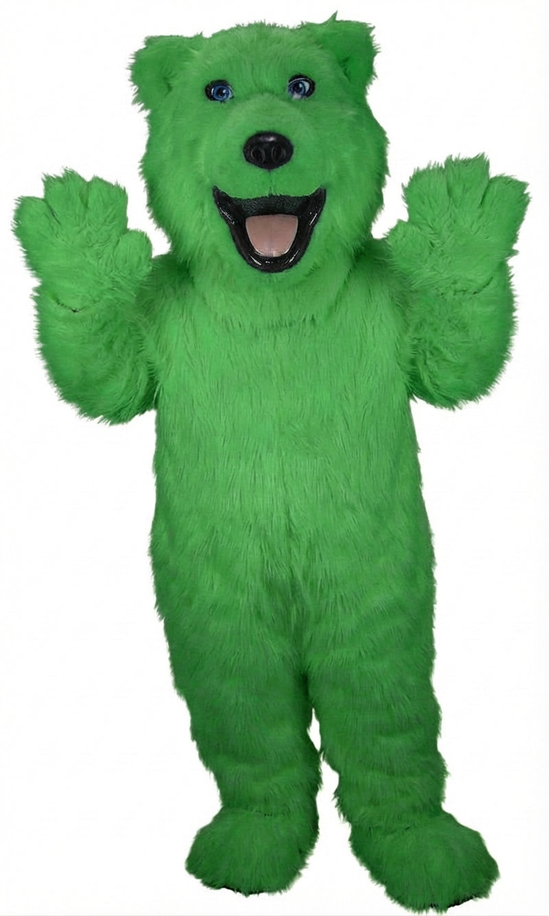 Polar Bear Mascot - Long fur / Green mascot costume