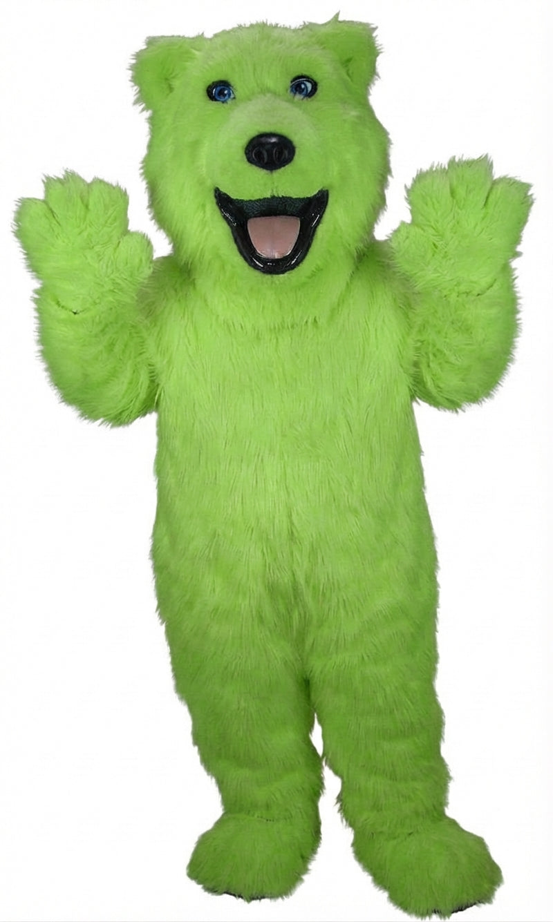 Polar Bear Mascot - Long fur / Lime mascot costume