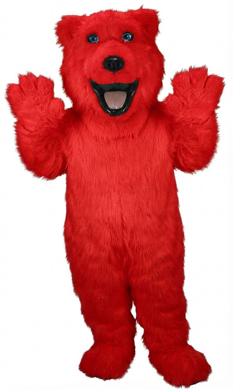 Polar Bear Mascot - Long fur / Red mascot costume