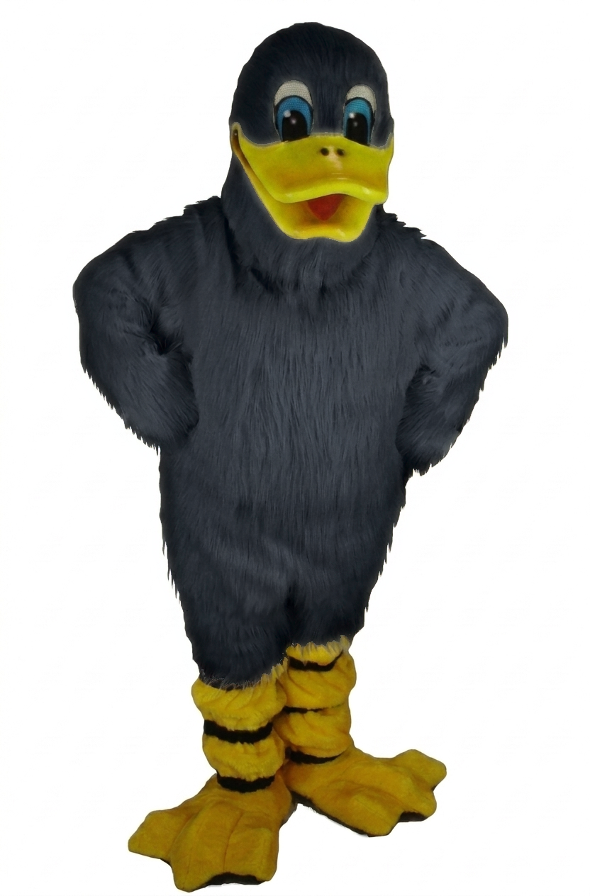 Quackers Duck Mascot - Long fur / Black mascot costume