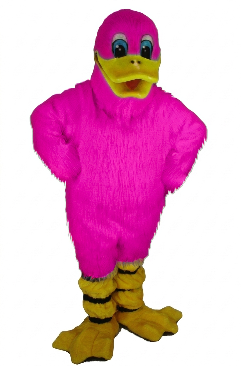Quackers Duck Mascot - Long fur / Bright Pink mascot costume