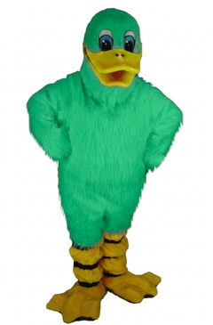 Quackers Duck Mascot - Long fur / Lime mascot costume