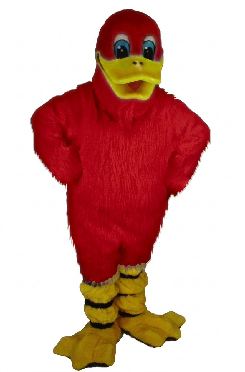 Quackers Duck Mascot - Long fur / Red mascot costume
