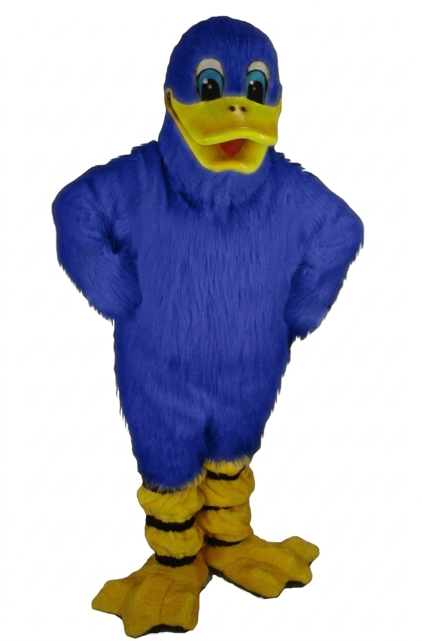 Quackers Duck Mascot - Long fur / Royal Blue mascot costume