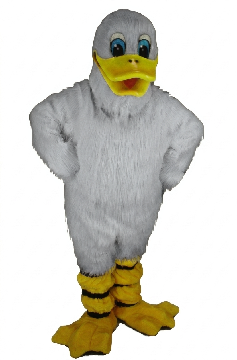 Quackers Duck Mascot - Long fur / White mascot costume