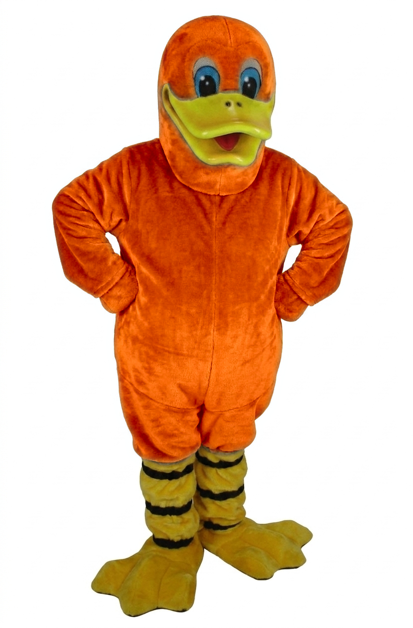 Quackers Duck Mascot - Short fur / Bright Orange mascot costume