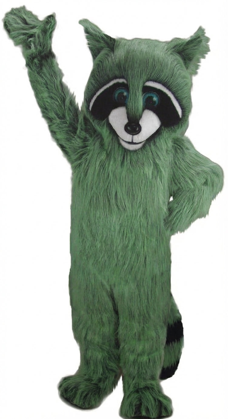 Raccoon Mascot - Long fur / Green mascot costume