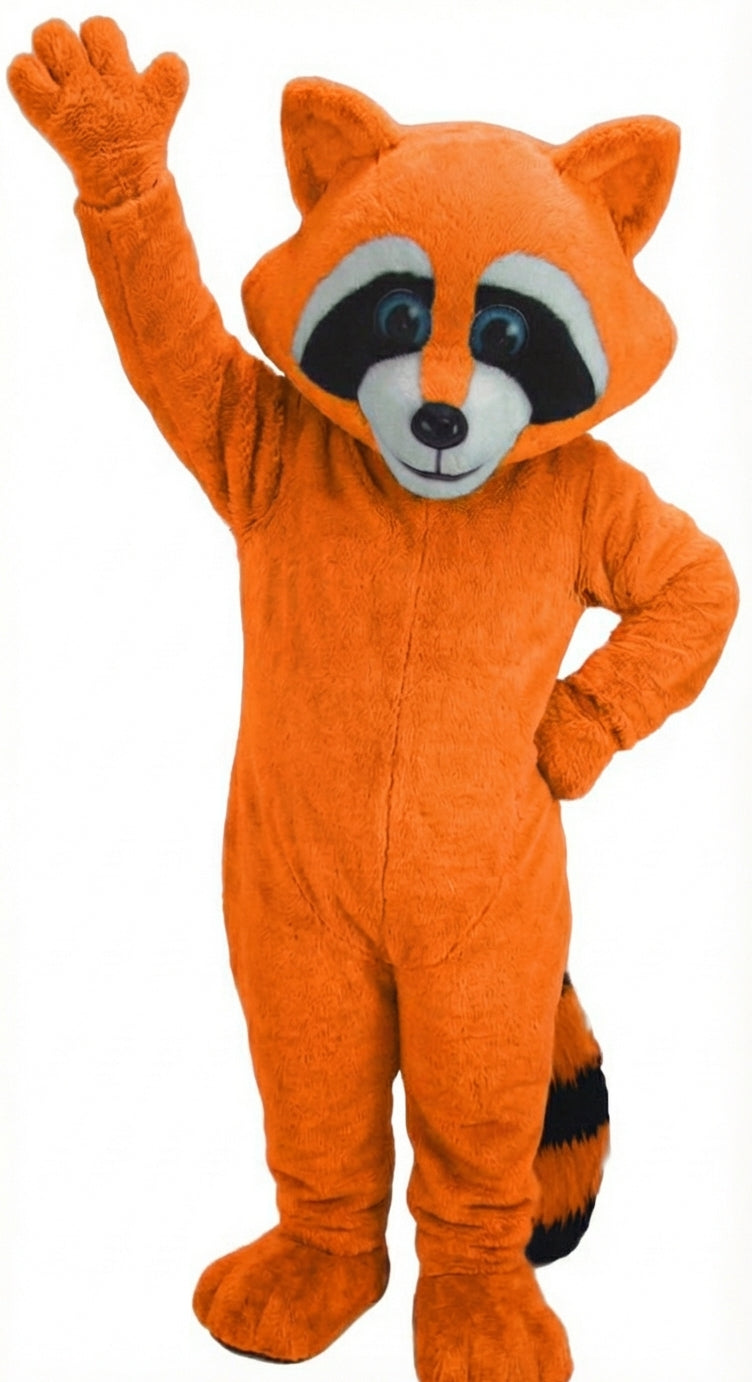 Raccoon Mascot - Short fur / Bright Orange mascot costume