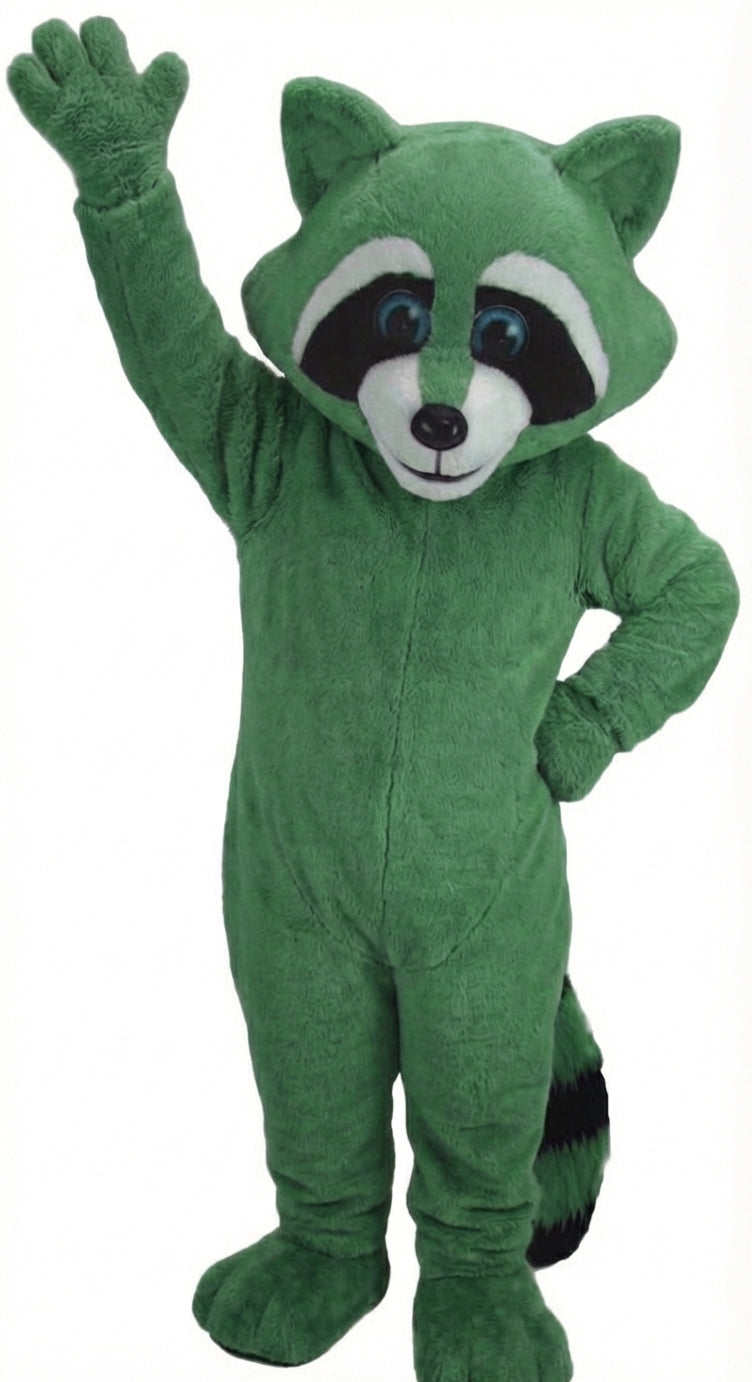 Raccoon Mascot - Short fur / Green mascot costume