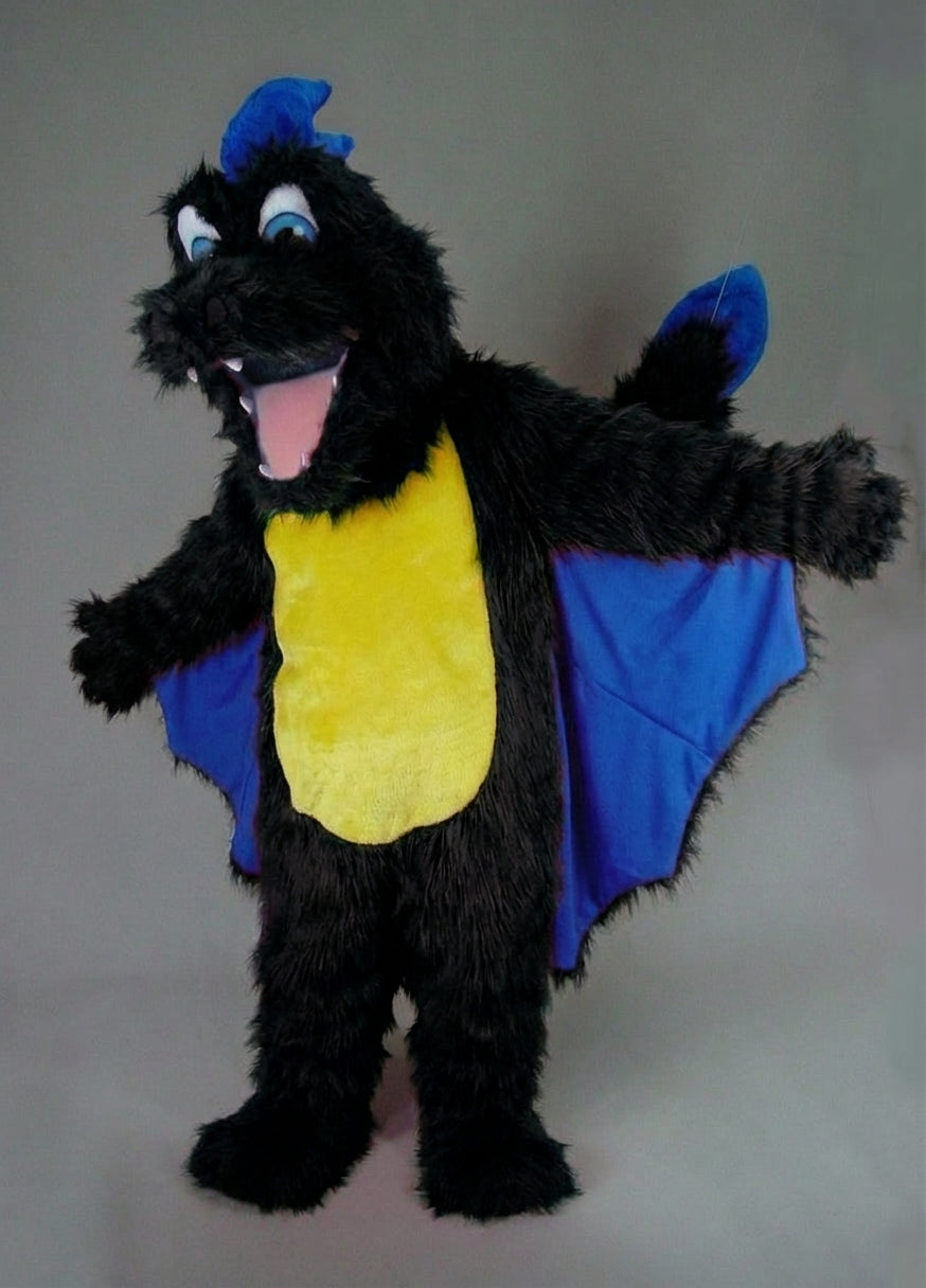 Red Dragon Mascot - Long fur / Black mascot costume