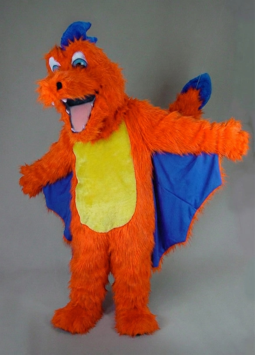 Red Dragon Mascot - Long fur / Bright Orange mascot costume