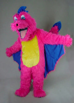 Red Dragon Mascot - Long fur / Bright Pink mascot costume