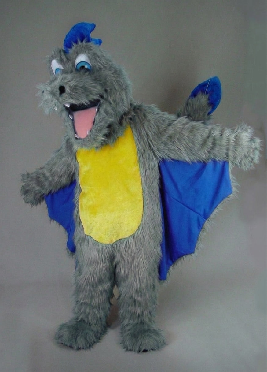 Red Dragon Mascot - Long fur / Grey mascot costume