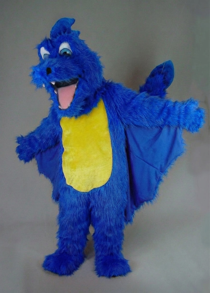 Red Dragon Mascot - Long fur / Royal Blue mascot costume