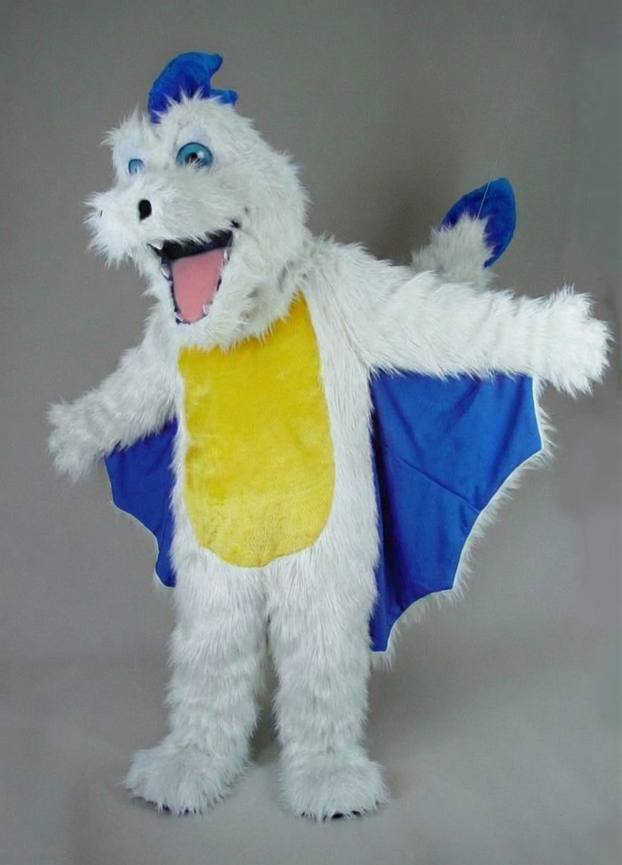 Red Dragon Mascot - Long fur / White mascot costume