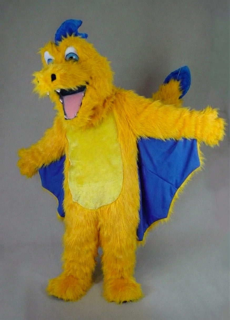 Red Dragon Mascot - Long fur / Yellow mascot costume