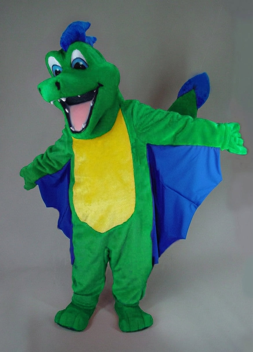 Red Dragon Mascot - Short fur / Green mascot costume