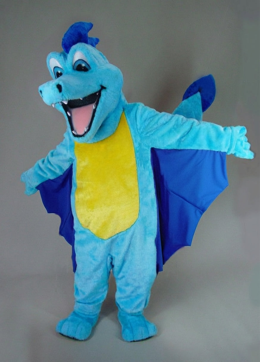 Red Dragon Mascot - Short fur / Light blue mascot costume