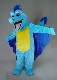 Red Dragon Mascot - Short fur / Light blue mascot costume