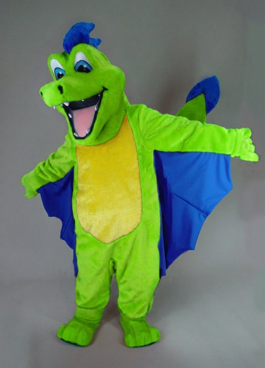 Red Dragon Mascot - Short fur / Lime mascot costume