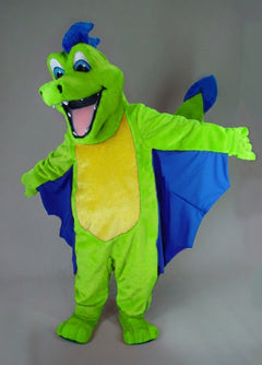 Red Dragon Mascot - Short fur / Lime mascot costume