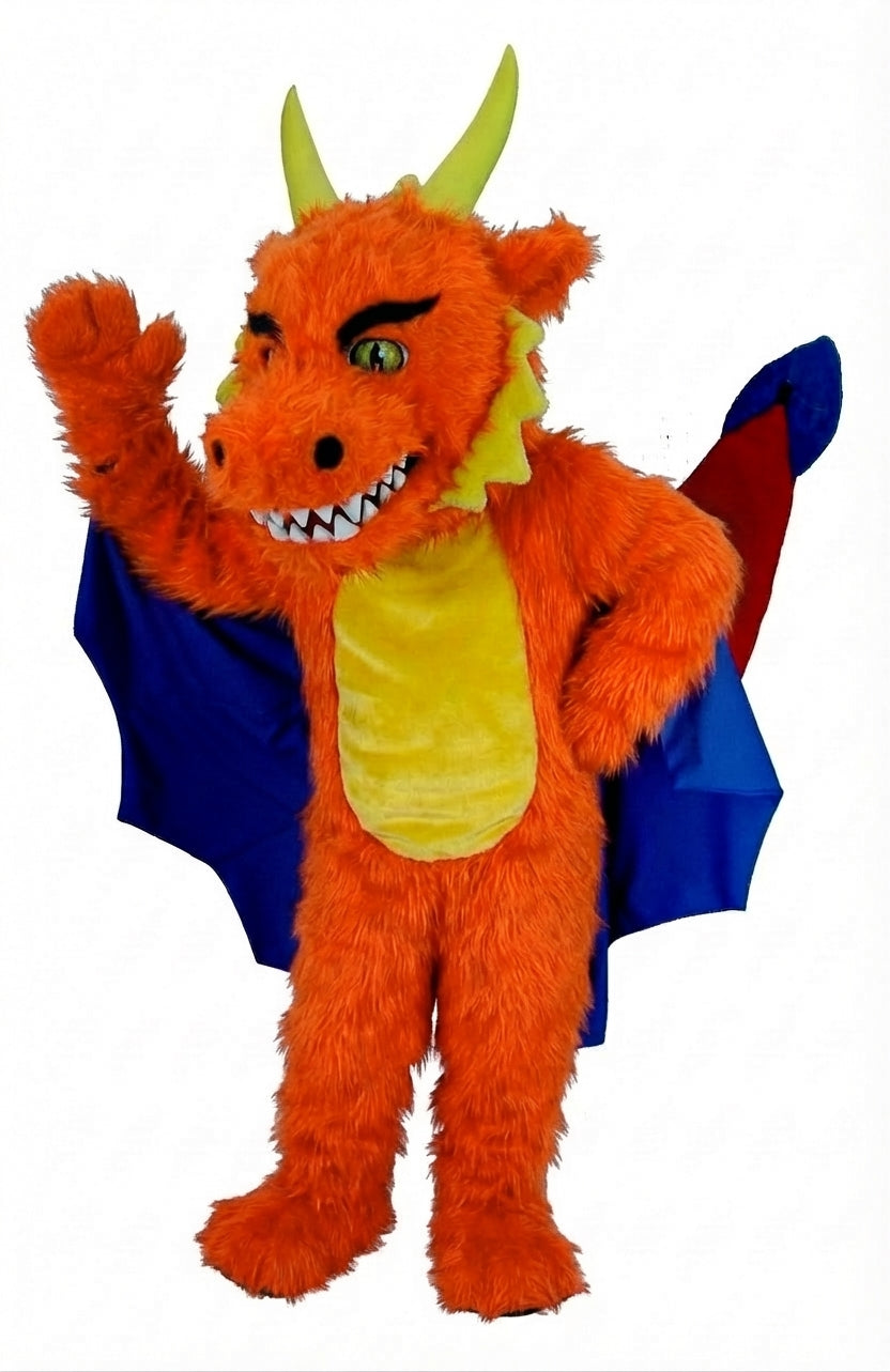 Red Dragon Mascot (Thermolite) - Long fur / Bright Orange mascot costume