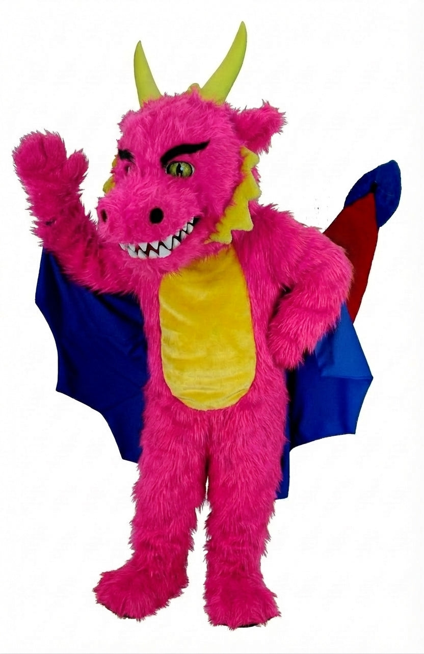 Red Dragon Mascot (Thermolite) - Long fur / Bright Pink mascot costume