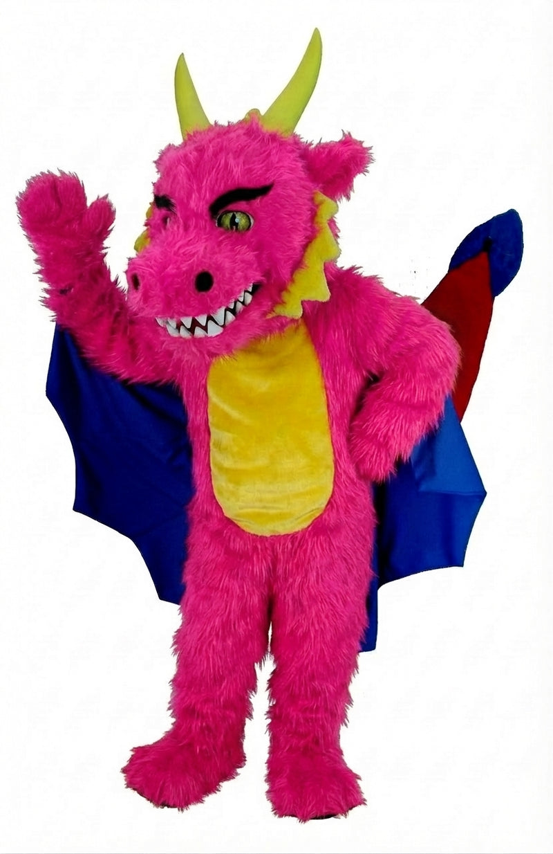 Red Dragon Mascot (Thermolite) - Long fur / Bright Pink mascot costume