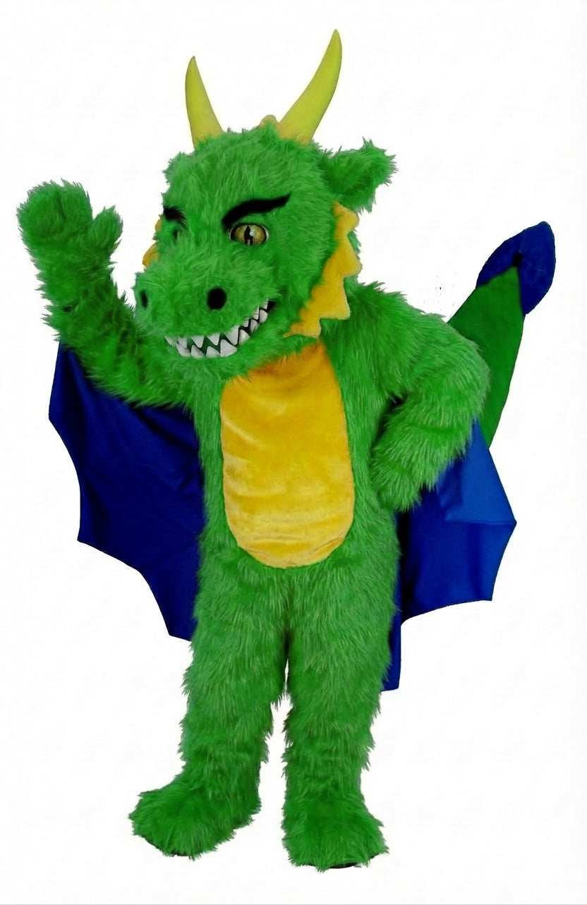 Red Dragon Mascot (Thermolite) - Long fur / Green mascot costume