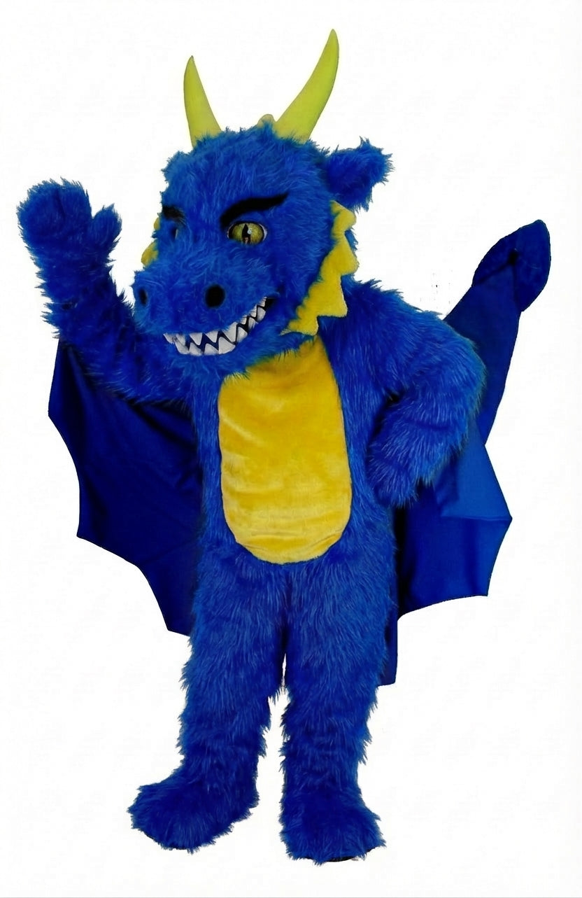 Red Dragon Mascot (Thermolite) - Long fur / Royal Blue mascot costume