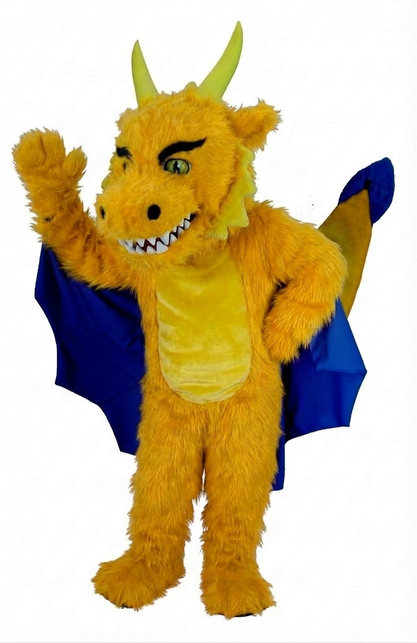 Red Dragon Mascot (Thermolite) - Long fur / Yellow mascot costume