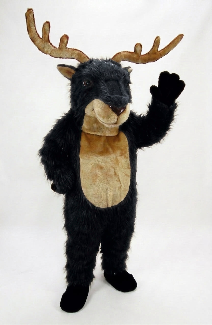 Reindeer Mascot (Polyfoam) - Long fur / Black mascot costume