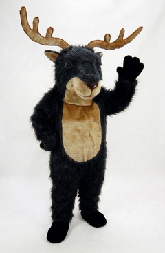 Reindeer Mascot (Polyfoam) - Long fur / Black mascot costume