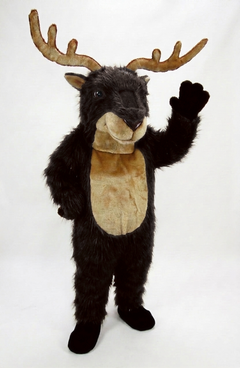 Reindeer Mascot (Polyfoam) - Long fur / Dark Brown mascot costume