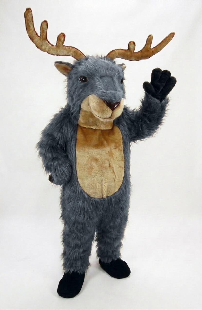 Reindeer Mascot (Polyfoam) - Long fur / Grey mascot costume