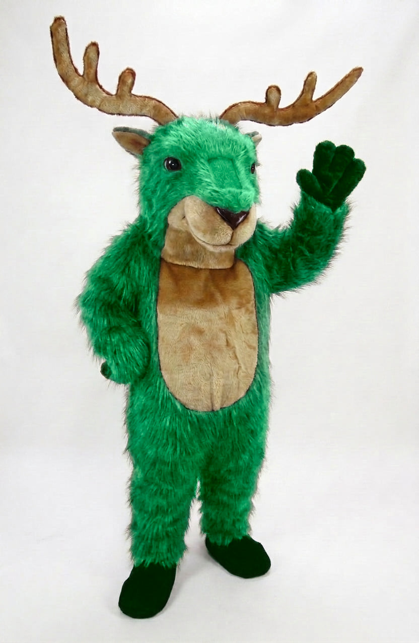 Reindeer Mascot (Polyfoam) - Long fur / Lime mascot costume