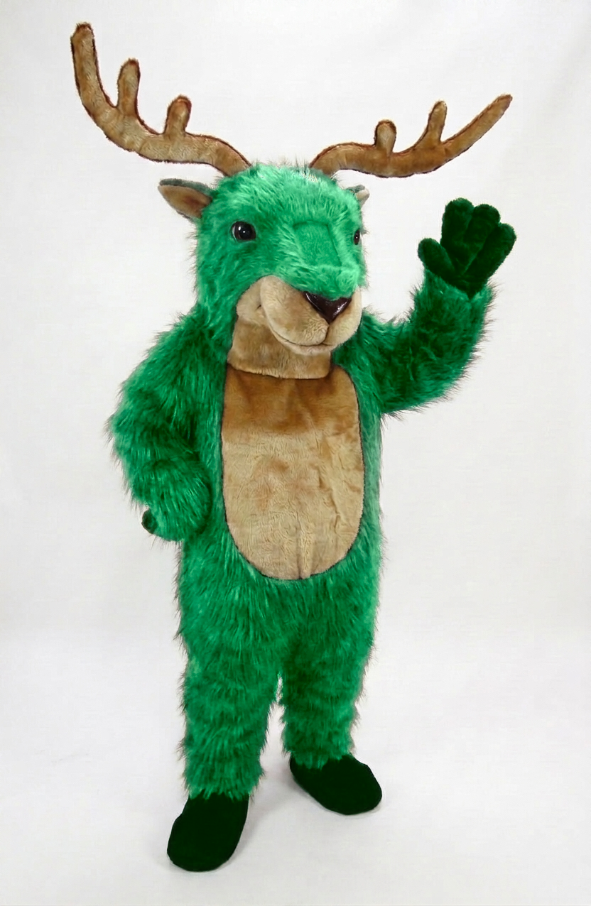 Reindeer Mascot (Polyfoam) - Long fur / Lime mascot costume