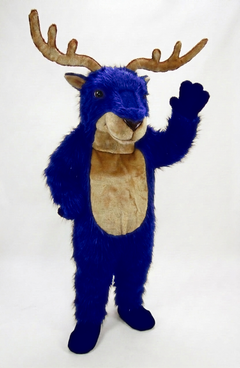 Reindeer Mascot (Polyfoam) - Long fur / Royal Blue mascot costume
