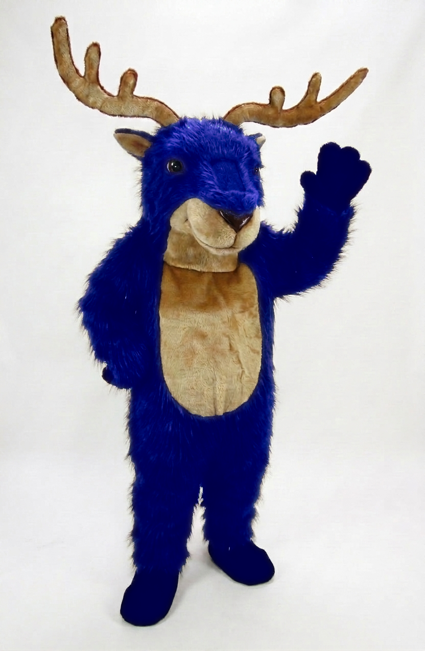 Reindeer Mascot (Polyfoam) - Long fur / Royal Blue mascot costume