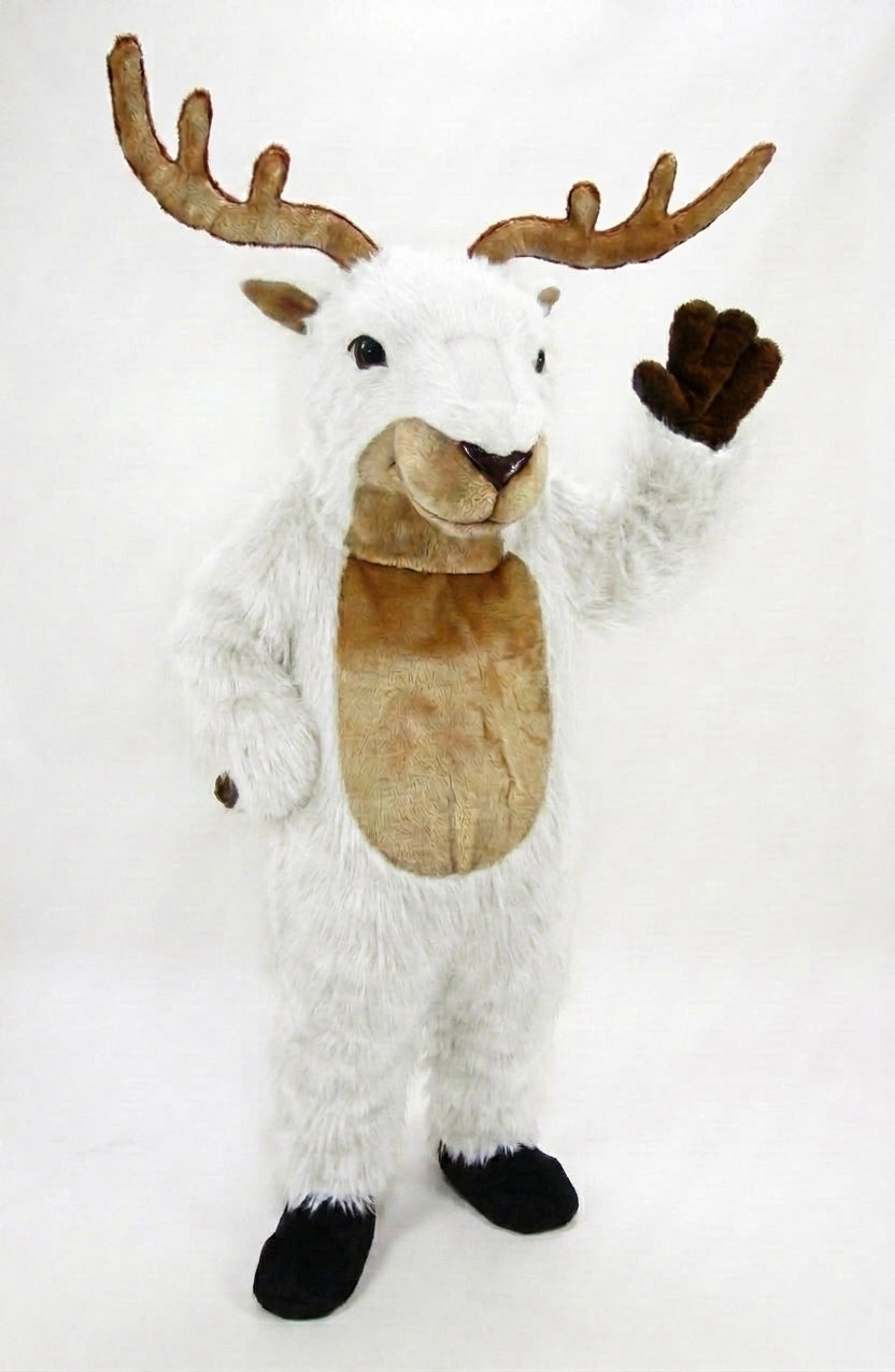 Reindeer Mascot (Polyfoam) - Long fur / White mascot costume