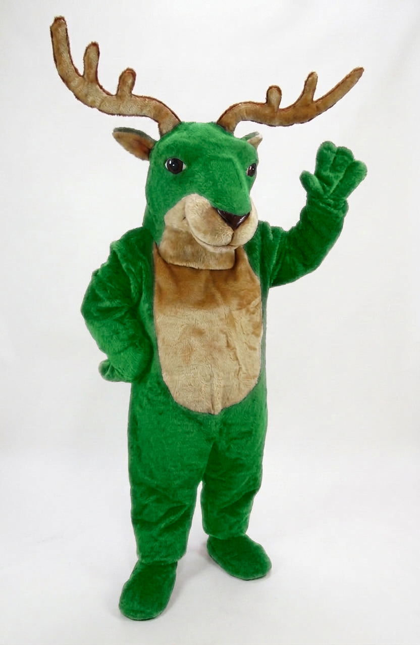 Reindeer Mascot (Polyfoam) - Short fur / Green mascot costume
