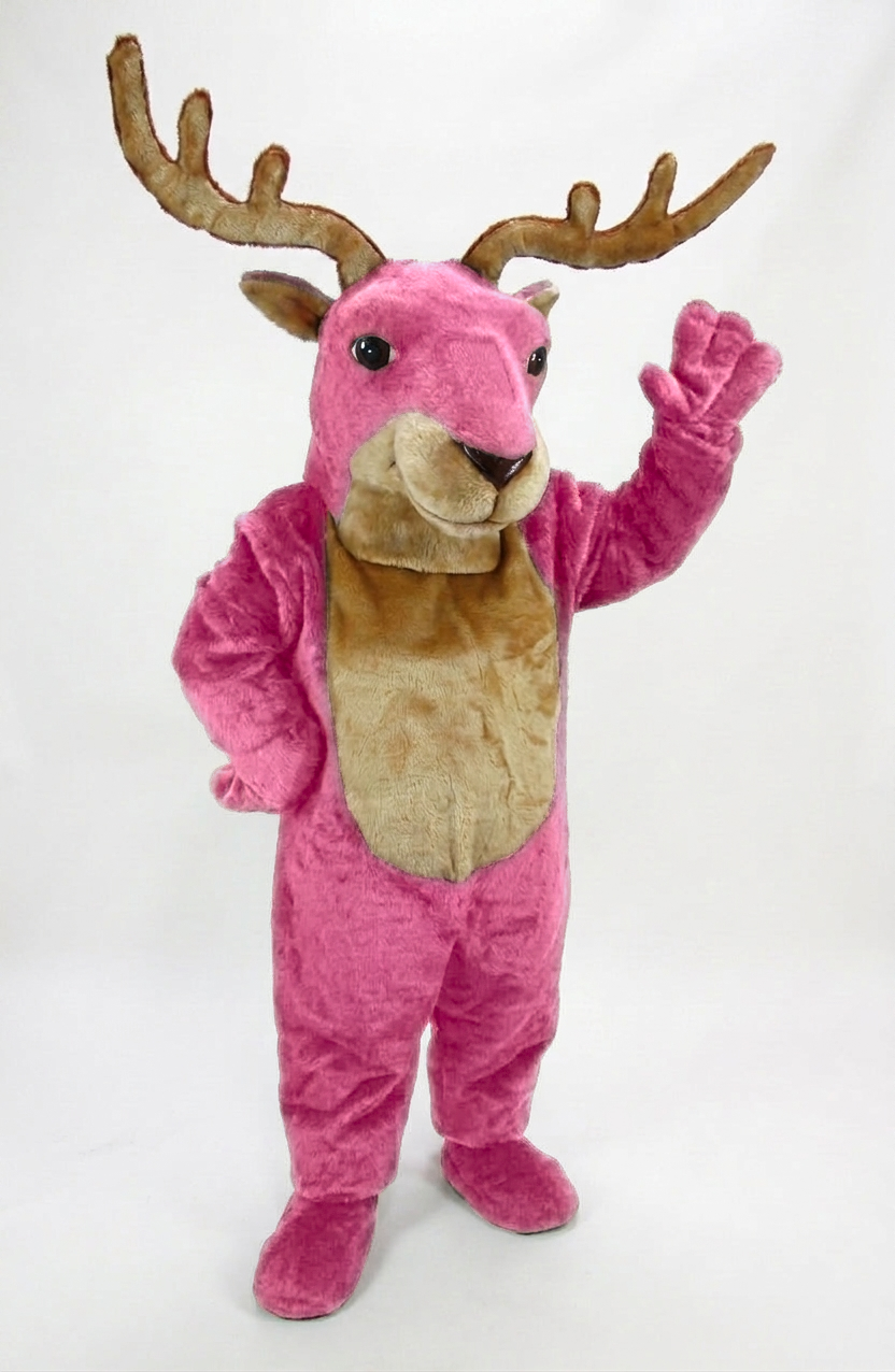 Reindeer Mascot (Polyfoam) - Short fur / Pink mascot costume