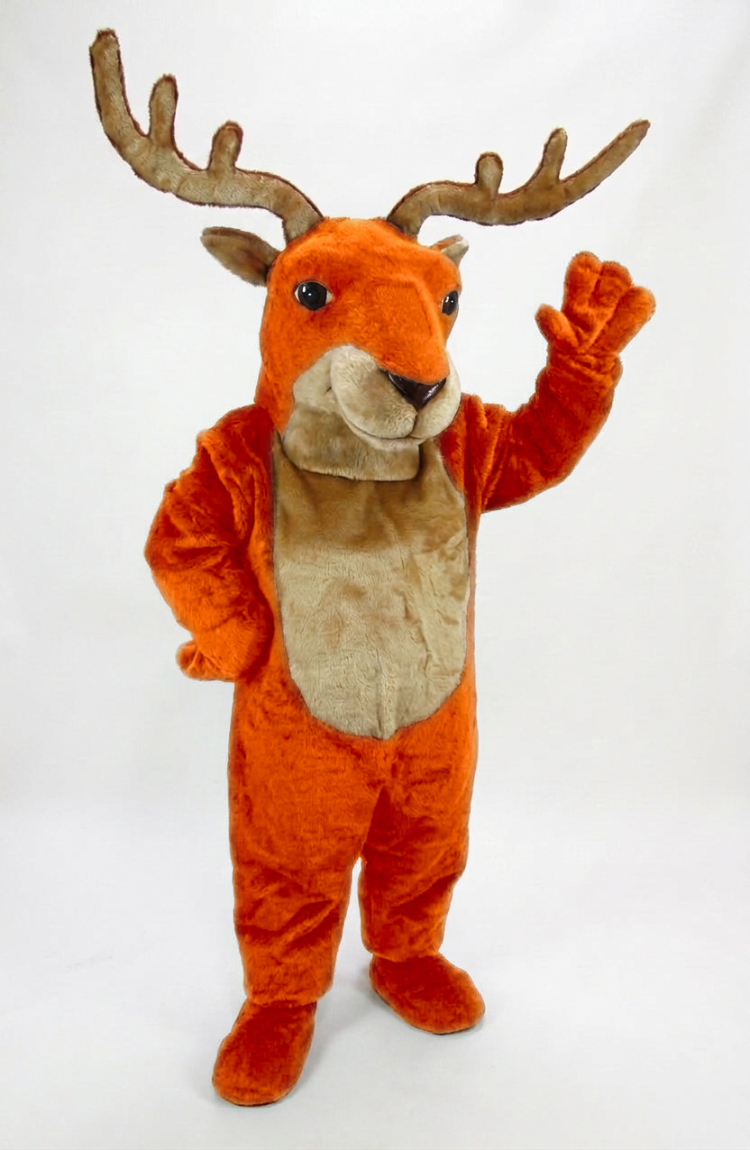 Reindeer Mascot (Polyfoam) - Short fur / Tiger Orange mascot costume