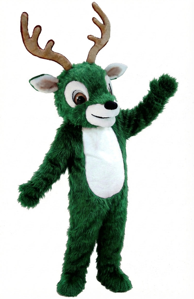 Reindeer Mascot (Thermolite) - Long fur / Green mascot costume