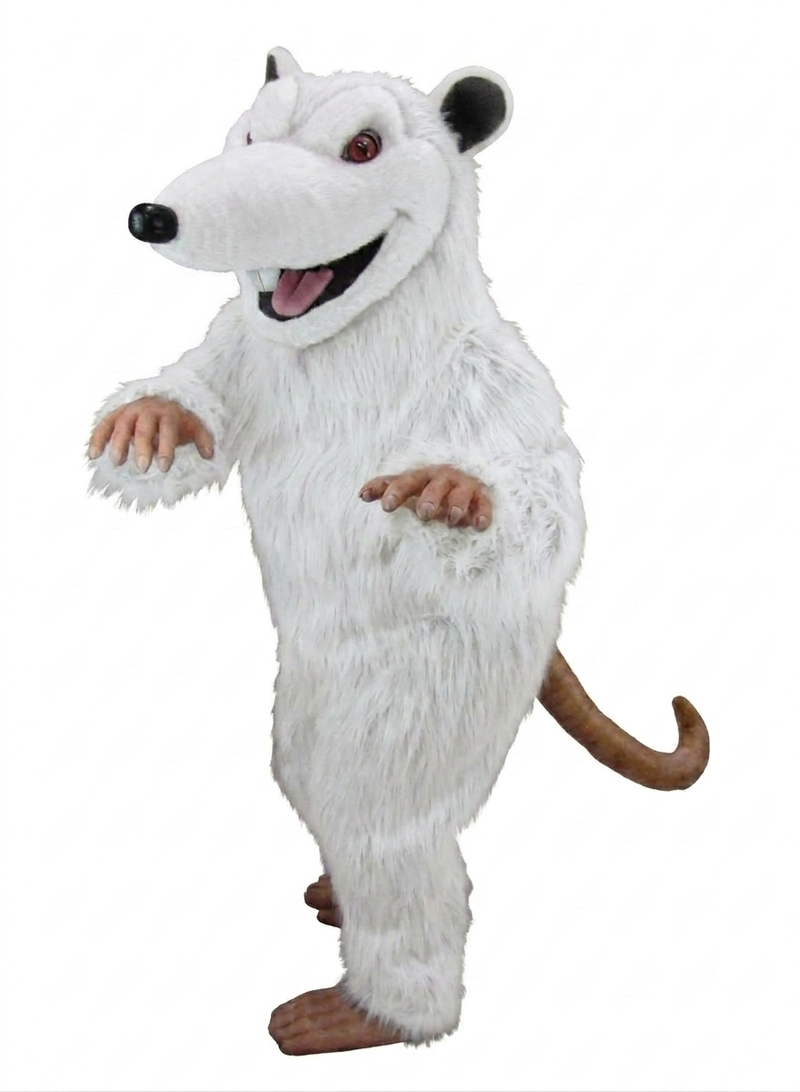 Rink Rat Mascot - Long fur / White mascot costume