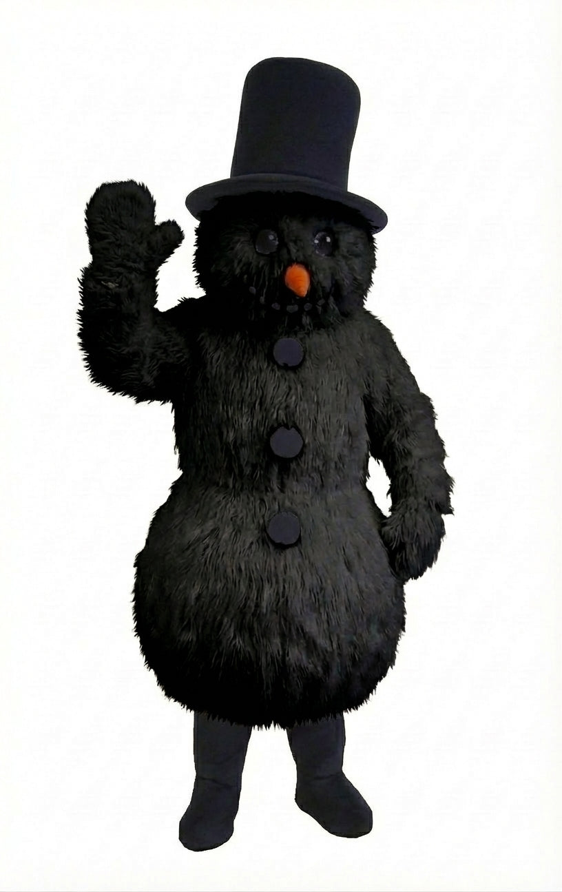 Snowman Mascot (Thermolite) - Long fur / Black mascot costume