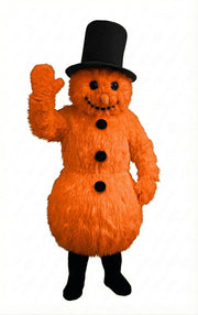 Snowman Mascot (Thermolite) - Long fur / Bright Orange mascot costume