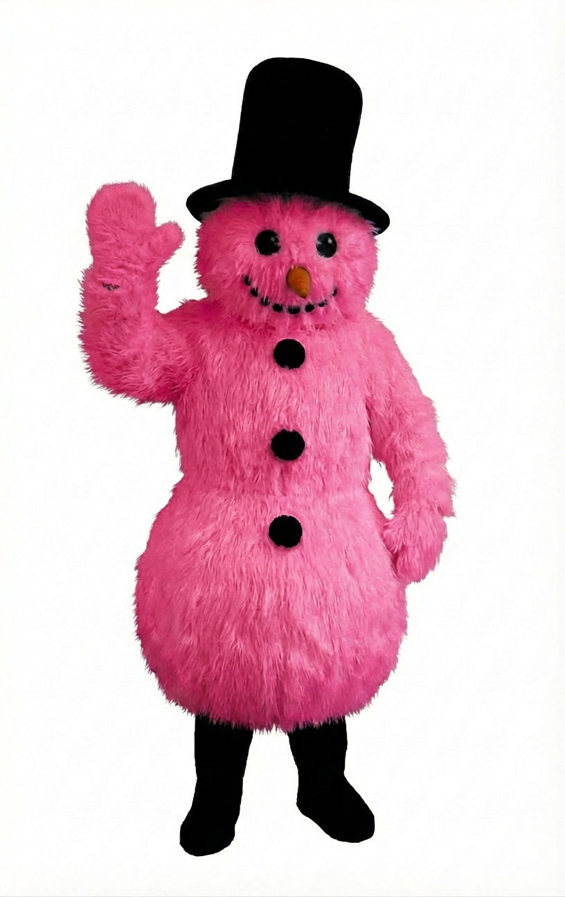 Snowman Mascot (Thermolite) - Long fur / Bright Pink mascot costume